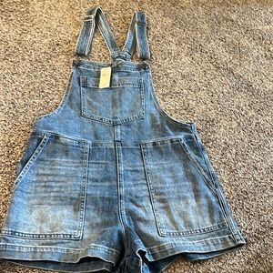 NWT Aerie Denim Overall Shorts